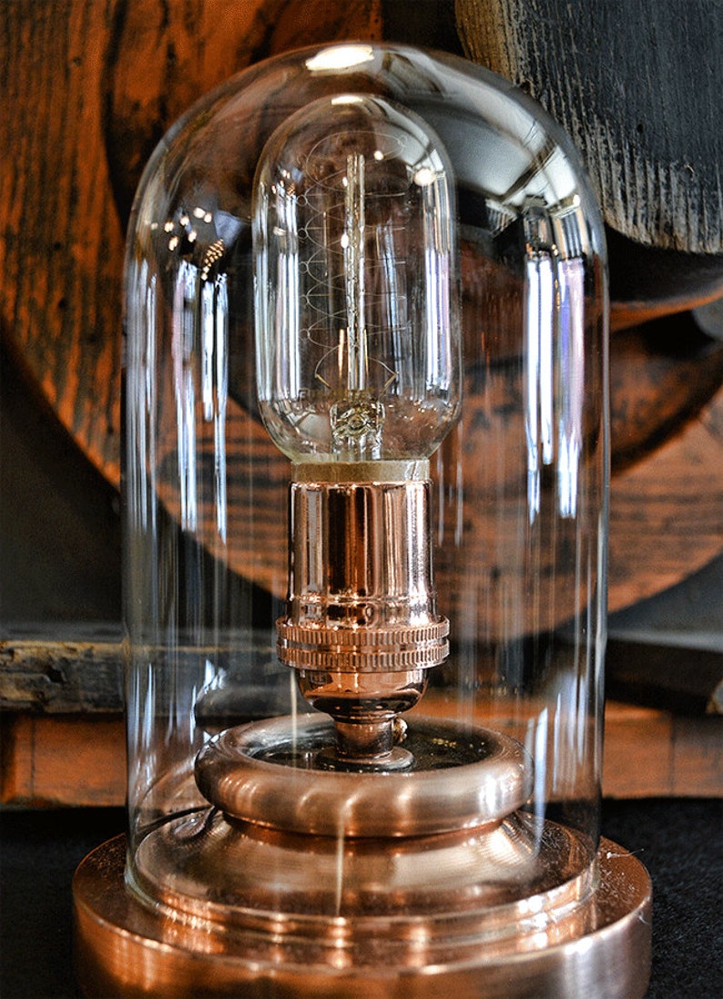 GLASS DOME 4X7 Steampunk Glass Case Edison Lamp Case Etsy