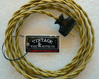 HARVEST WHEAT - Cloth Covered Wire - 8-ft Cordset - Vintage Style Lamp Wire - Industrial Light - Steampunk Lamp - Minimalist