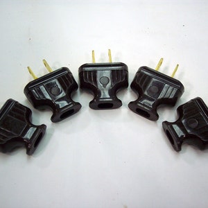 Electrical Plugs - 5-Pack - Vintage Style - Dark Brown - 2-Prong - Antique Replica
