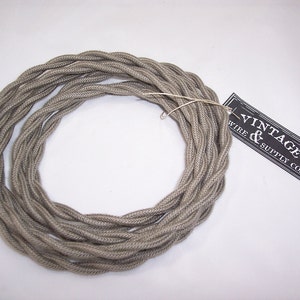 Gray Cotton Cloth Covered Wire - 7-ft  - Antique Style Lamp Cord - Industrial Light  - Fan Wire - Edison Light - Table Light