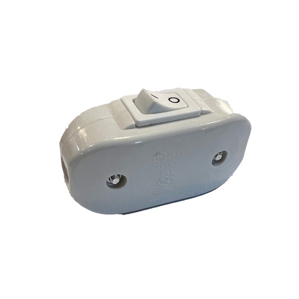 Cord Switch - White - Inline Feed-Thru Switch - Best Switch available - Best Quality - Best price - Cloth Cord Switch