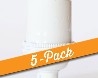 5-Pack - Keyless Light Socket - White Finish - Pendant Socket Solid Brass Premium Quality - Pendant Socket - Industrial Steampunk
