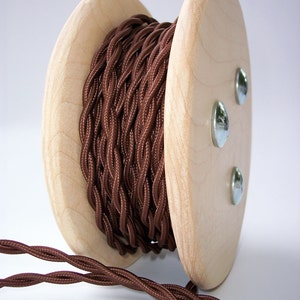 50-foot Electrical Cord -DARK BROWN - Cloth Covered Twisted Wire - Vintage Style Wire - Rewire - Steampunk - Industrial light - Desk Lamp