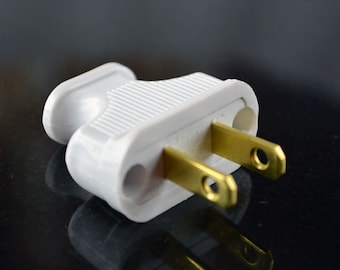WHITE Electrical Plug - Vintage Style - 2-Prong - Antique Replica
