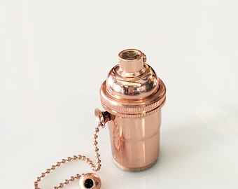 Light Socket w/Pull Chain - Polished Copper - Superior Quality Socket