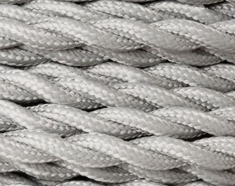 SILVER GRAY 25-foot Cloth Covered Cord - Twisted Wire - Vintage Style - Rewire - Steampunk - Industrial light - Desk Lamp - Restoration