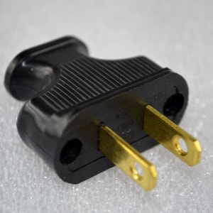 Electrical Plug - Vintage Style - BLACK- 2-Prong - Antique Replica