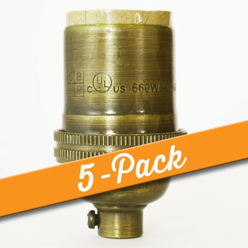 Keyed Light Socket 5-pack - Keyless Light Socket - Antique Brass Finish - Pendant Socket ...