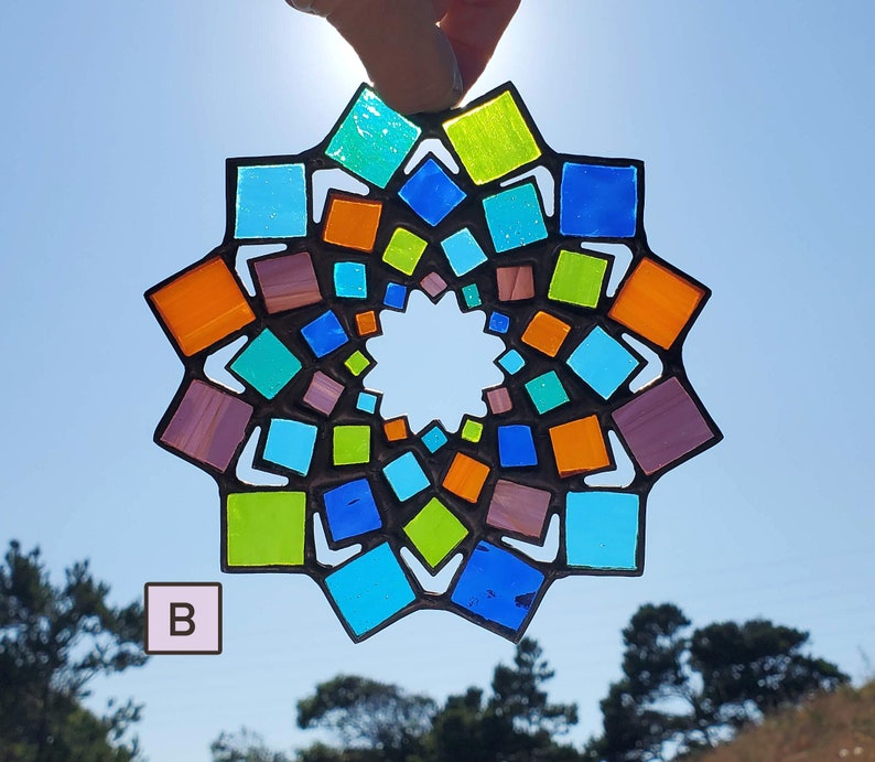Large ~ Stained Glass Ornament Mandala Summer Mandala
