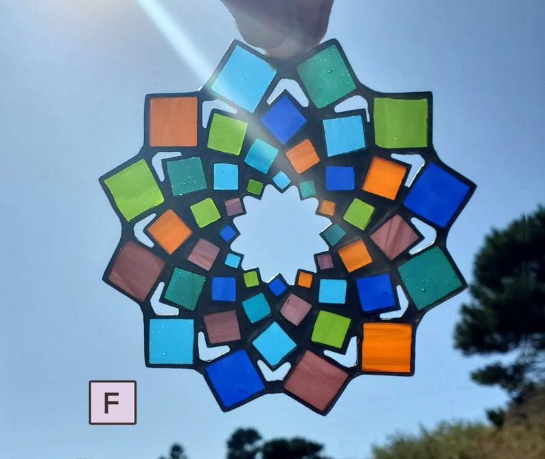 Large ~ Stained Glass Ornament Mandala Summer Mandala