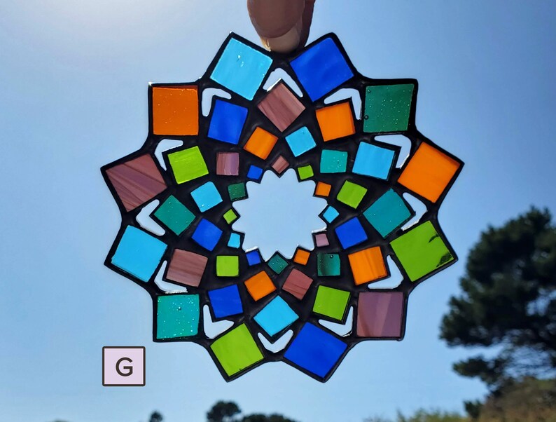 Large ~ Stained Glass Ornament Mandala Summer Mandala