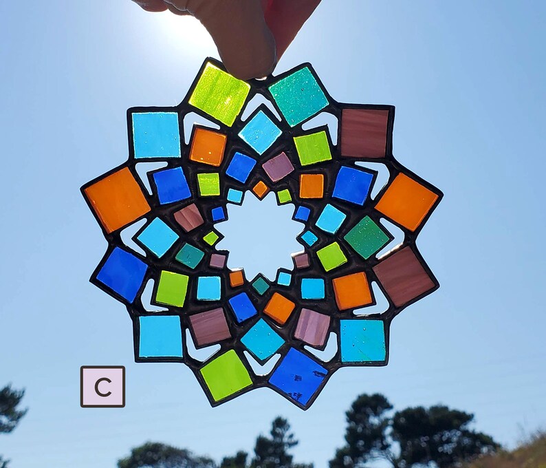 Large ~ Stained Glass Ornament Mandala Summer Mandala