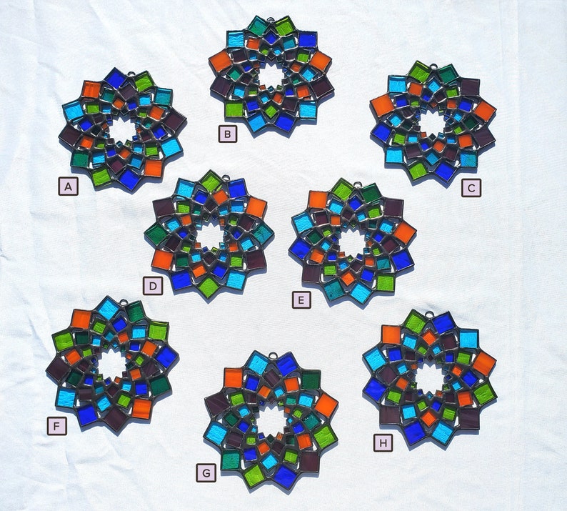 Large ~ Stained Glass Ornament Mandala Summer Mandala