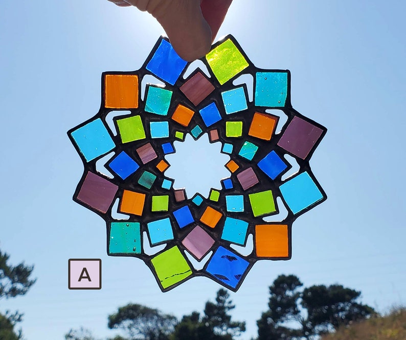 Large ~ Stained Glass Ornament Mandala Summer Mandala