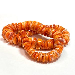 Orange Spiny Oyster Graduated Rondelles