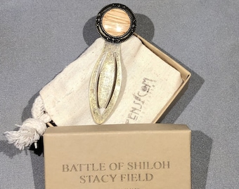 Shiloh Tennessee Battlefield  Historical Bookmark made with Wood from Battle of Shiloh Stacy Field