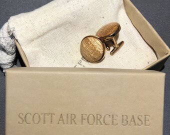 Scott Air Force Base Historical Cuff Links made with wood from  a cherry tree on the Base