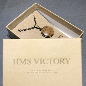 Antique Brass Pendant made using Rustic Oak from the HMS Victory #1