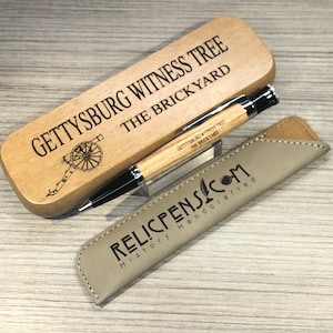 Gettysburg Brickyard Battle Historical Pen made with witness tree to Brickyard Battle Includes Etched Pen Box