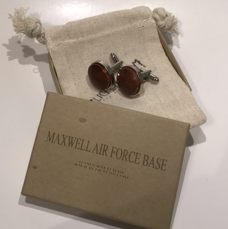 Cufflinks made of Red Cedar from Maxwell AFB