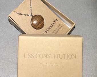 USS Constitution Stainless Steel Pendant made with Oak from the Ship