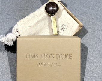 Historical Tie Clip made from Teak Decking off of The HMS Iron Duke