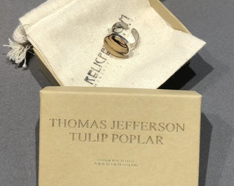 Hammered Sterling Silver Ring made with Tulip Poplar from Thomas Jefferson's Monticello