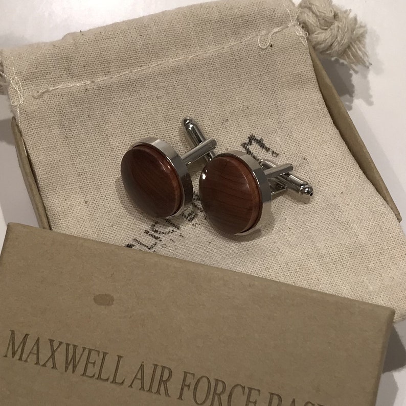 Cufflinks made of Red Cedar from Maxwell AFB