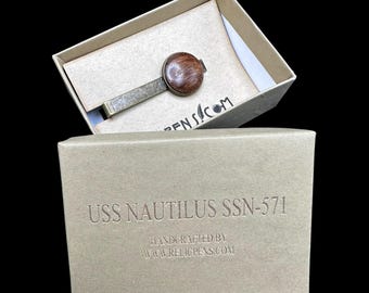 Historical Tie Clip made with Teak Decking from the USS Nautilus SSN 571