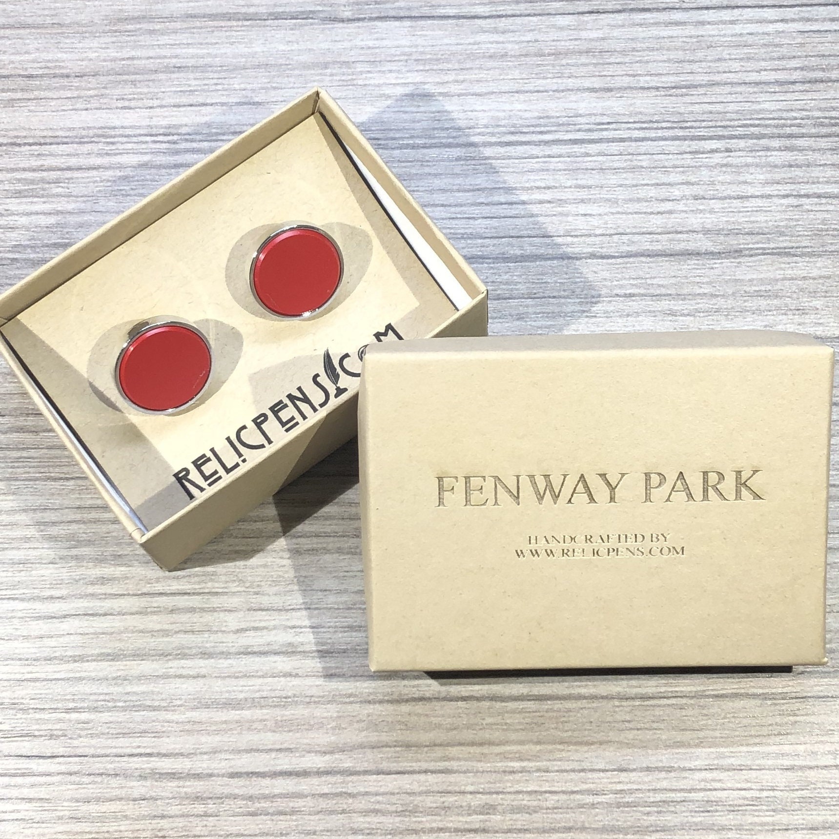Fenway Park Historical Cuff Links Made From a Seat Removed From