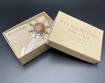 Historical Bookmark made of Teak Decking from the RMS Mauretania