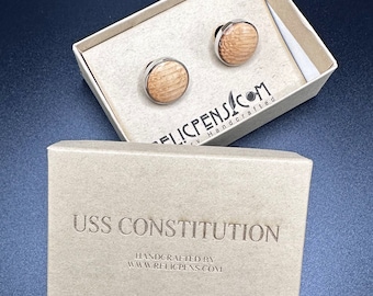 Historical Cuff Links made from Oak off of the USS Constitution