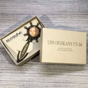 Historical Bookmark made with wood from the USS Oriskany