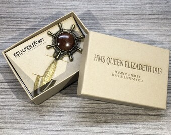 Historical Bookmark made with Teak Decking from HMS Queen Elizabeth 1913