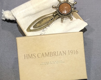Historical Bookmark made with Teak decking from the British C class light cruiser HMS Cambrian