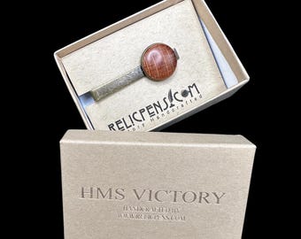 Antiqued Brass Tie Clip made using Rustic Oak from the HMS Victory