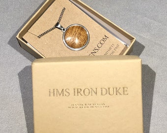 HMS Iron Duke Historical Pendant made from Teak Decking off of the Ship