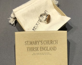 Sterling Silver Ring made with Oak from the Belfry of St. Mary's Church in Thirsk