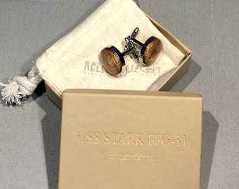 USS Stark FFG-31 Historical Cuff Links made with wood from the Ship