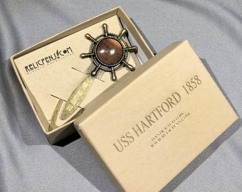 USS Hartford Historical Bookmark made with wood from The Hartford 1858 Damn the Torpedoes
