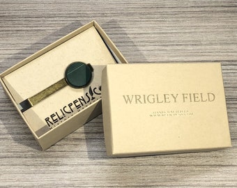 Antiqued Brass Tie Clip made with a Seat removed from Wrigley Field