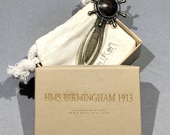 Ships Wheel Bookmark made with Teak from the British Ship HMS Birmingham