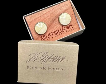 Thomas Jefferson Historical Antiqued Brass Tulip Poplar Cufflinks from Poplar Tree at Monticello