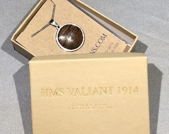 Historical Pendant made with Teak Decking from the Battleship HMS Valiant 1914