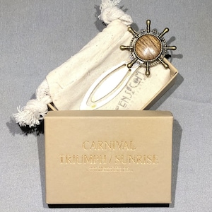 Historical Antiqued Brass Bookmark made from Teak Decking off of the Carnival Triumph/Sunrise