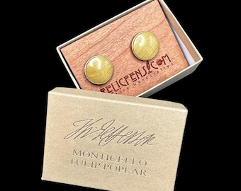 Antiqued Brass Cufflinks made from Poplar from Thomas Jefferson's Poplar Forest