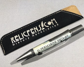 Antique Pewter Relic Pen with a Piece of a Supermarine Spitfire Propeller embedded into the resin