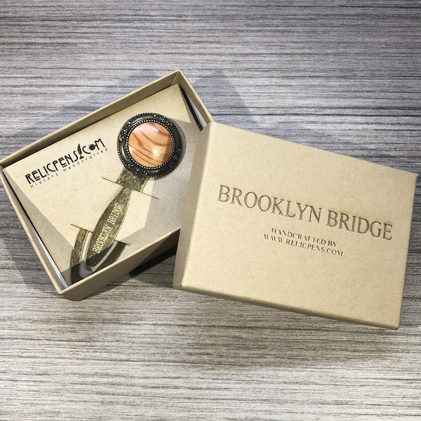 Historical Bookmark made of Fir from the Brooklyn Bridge Pedestrian Walkway