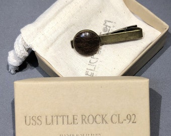 Historical Tie Clip made with Teak Decking from the USS Little Rock CL-92