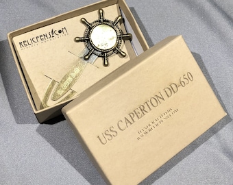 USS Caperton DD-650 Bookmark made with Brass from the Ship